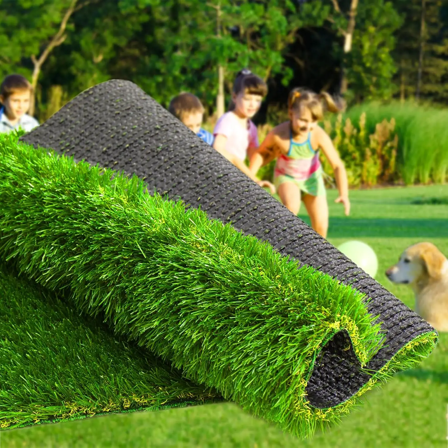 Artificial Grass Thick Turf Artificial Synthetic Fake Grass Rug, Indoor/Outdoor Realistic Turf