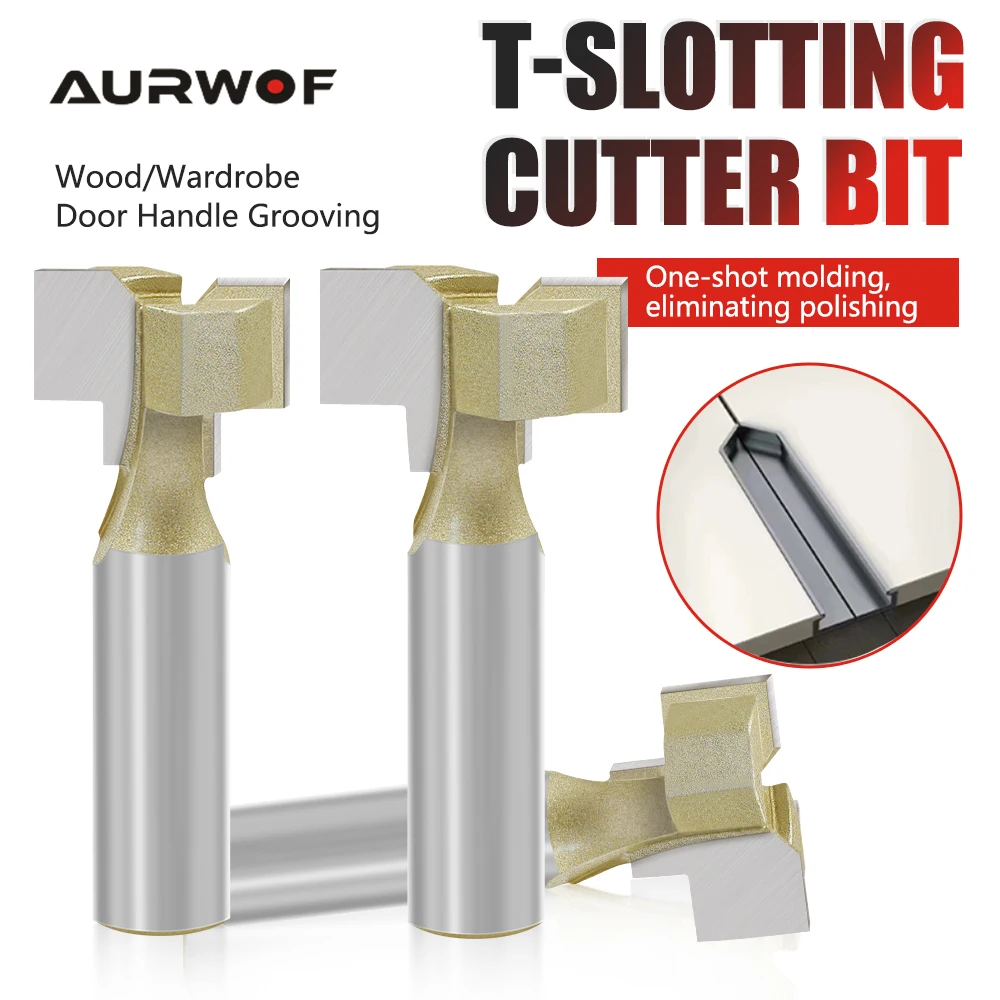 AURWOF 1/2' Schaft Industriequalität T-Typ Schlitzfräser Holzbearbeitungsfräser I13A382413GD