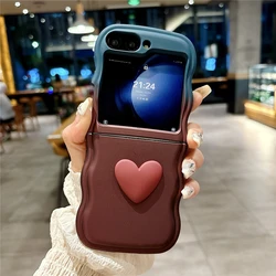 Charming 3D Heart Gradient Phone Case - Shockproof Silicone Protection Cover - Galaxy ZFlip 4 (Wine Red)