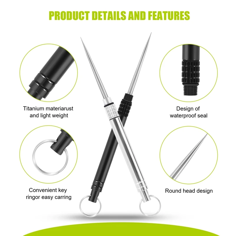 6 Pieces Metal Titanium Toothpicks, Portable Reusable Pocket Toothpicks With Stainless Steel Toothpick Holder