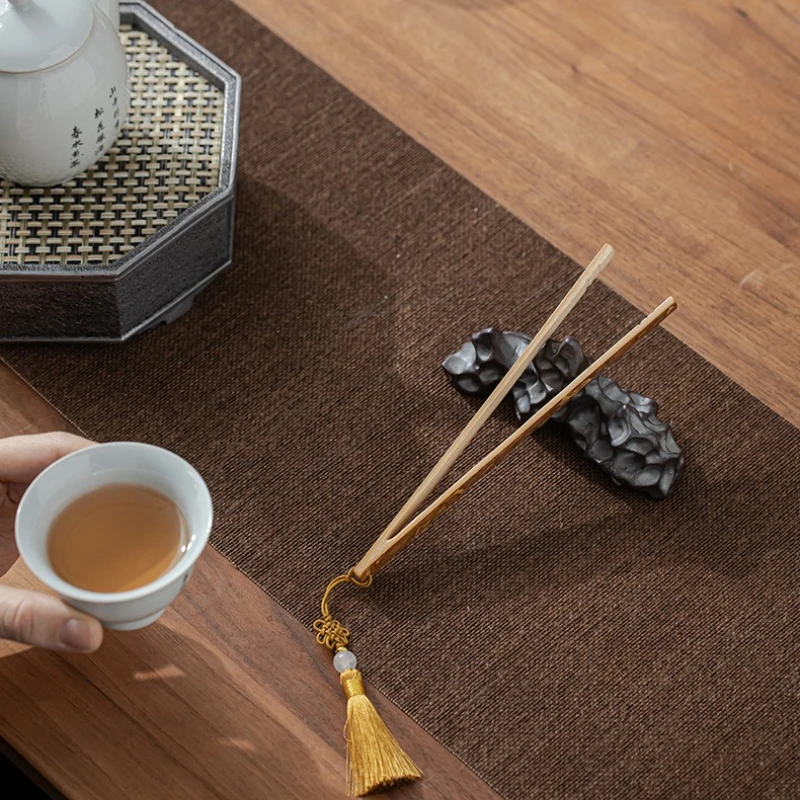 Anti-scalding Tea Cup Clips Kung Fu Set Accessories Leaf Tweezers Bamboo Clip Natural Root Single Sugar Tongs Teaware Kitchen