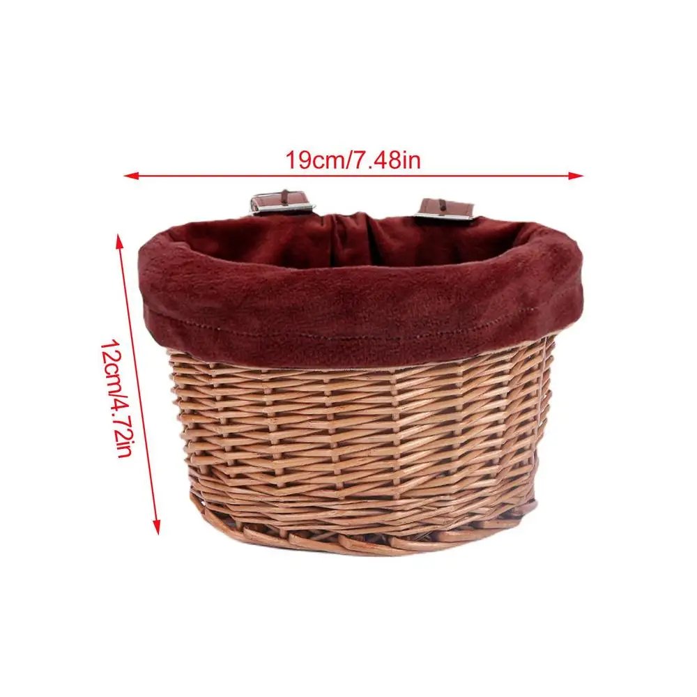 Panier à Vélo Enfant En Osier Naturel - Détachable, Avec Sangles En Cuir PU - Dimensions 19x12x12 Cm - Décoratif Et Pratique