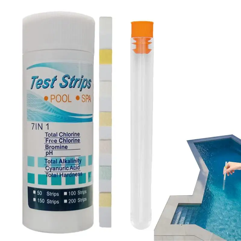 

Pool Test Strips 7-in-1 Multipurpose Water Testing Strips For Chlorine PH Bromine SPA Swimming Pool Water Tester Paper Kit