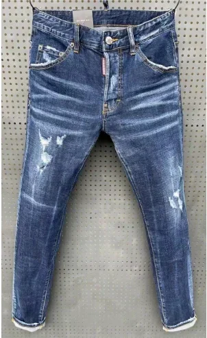 

2024 Mens Stretch Skinny Jeans Quality Men Classic Brand Blue Denim Pants Male Street Slim Fit Ripped Jeans Dsq2