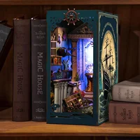 DIY Book Nook Shelf Insert Kits Riddle On The Seabed Bookshelf Wooden Miniature Model Kit Handmade Bookend Friends Xmas Gifts 2