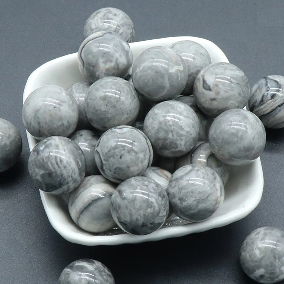 

16PCS 20MM Mapstone Stress Relief Spheres & Balls Polished Meditation Balancing Home Decoration Crystal Beads
