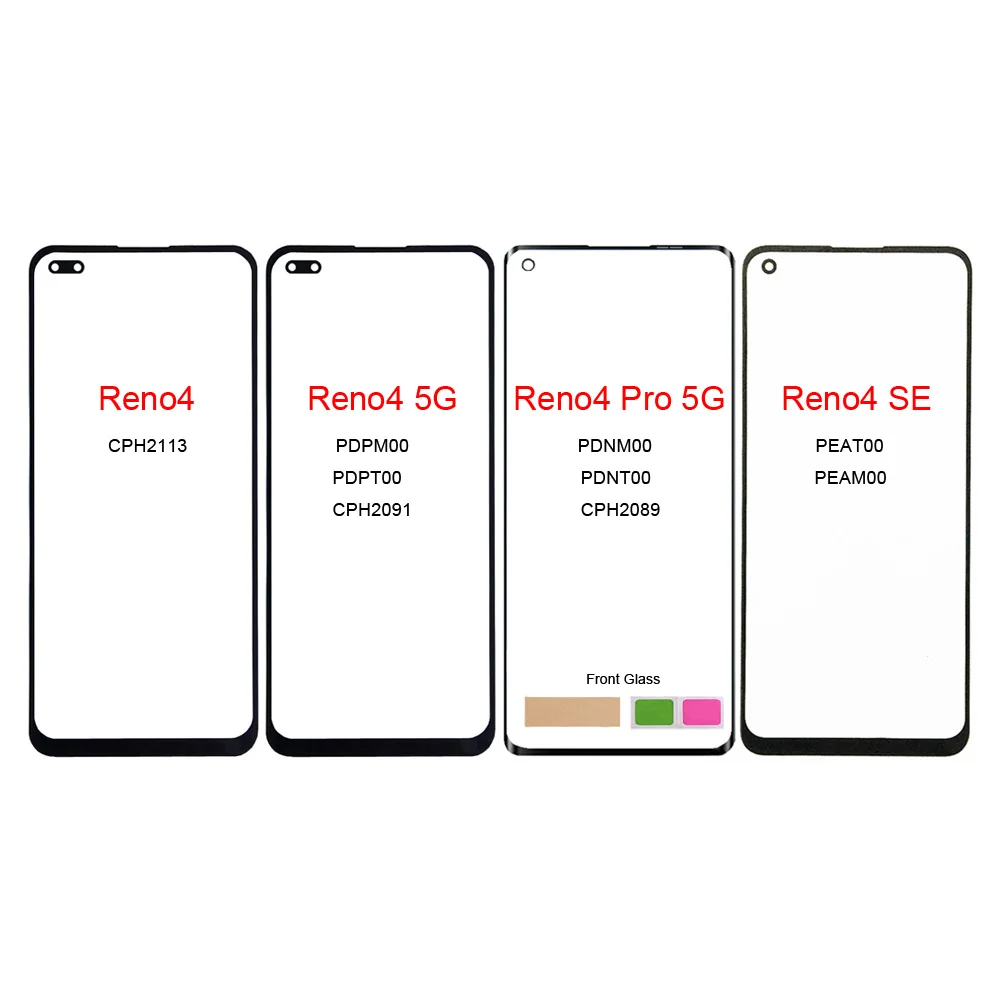 Передняя стеклянная сенсорная панель для Oppo Reno4 Pro 5G,Reno4 SE ,CPH2113,PDPM00,CPH2089,PEAT00,PDNT00