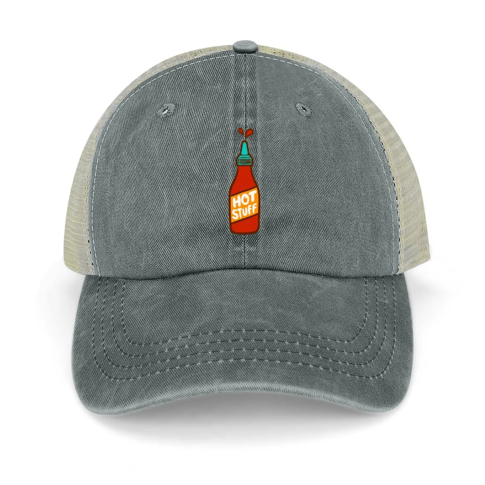 Hot Stuff Hot Sauce Pattern In Peachy Pink Cowboy Hat Cappello Divertente Snap Back Hat Caps Donna Uomo