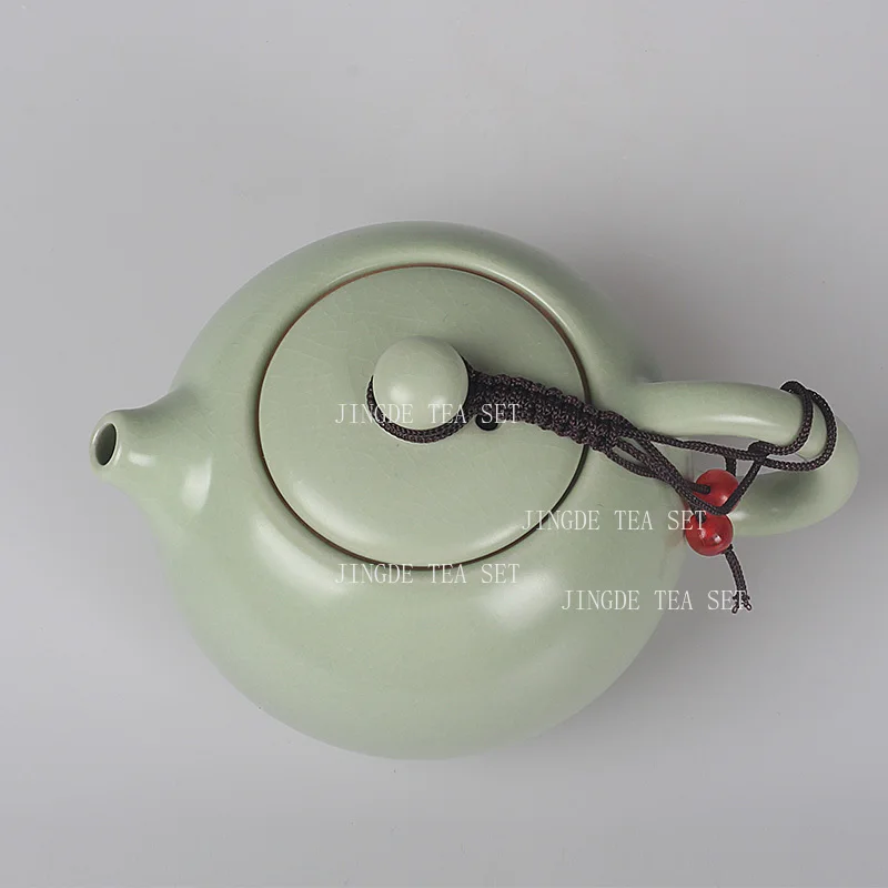 210ml Ru Kiln Ceramic Tea Pot Light Green Handmade Ice Cracked and Sliced Xishi Teapot Anti Scalding Teapot Can Be Maintained