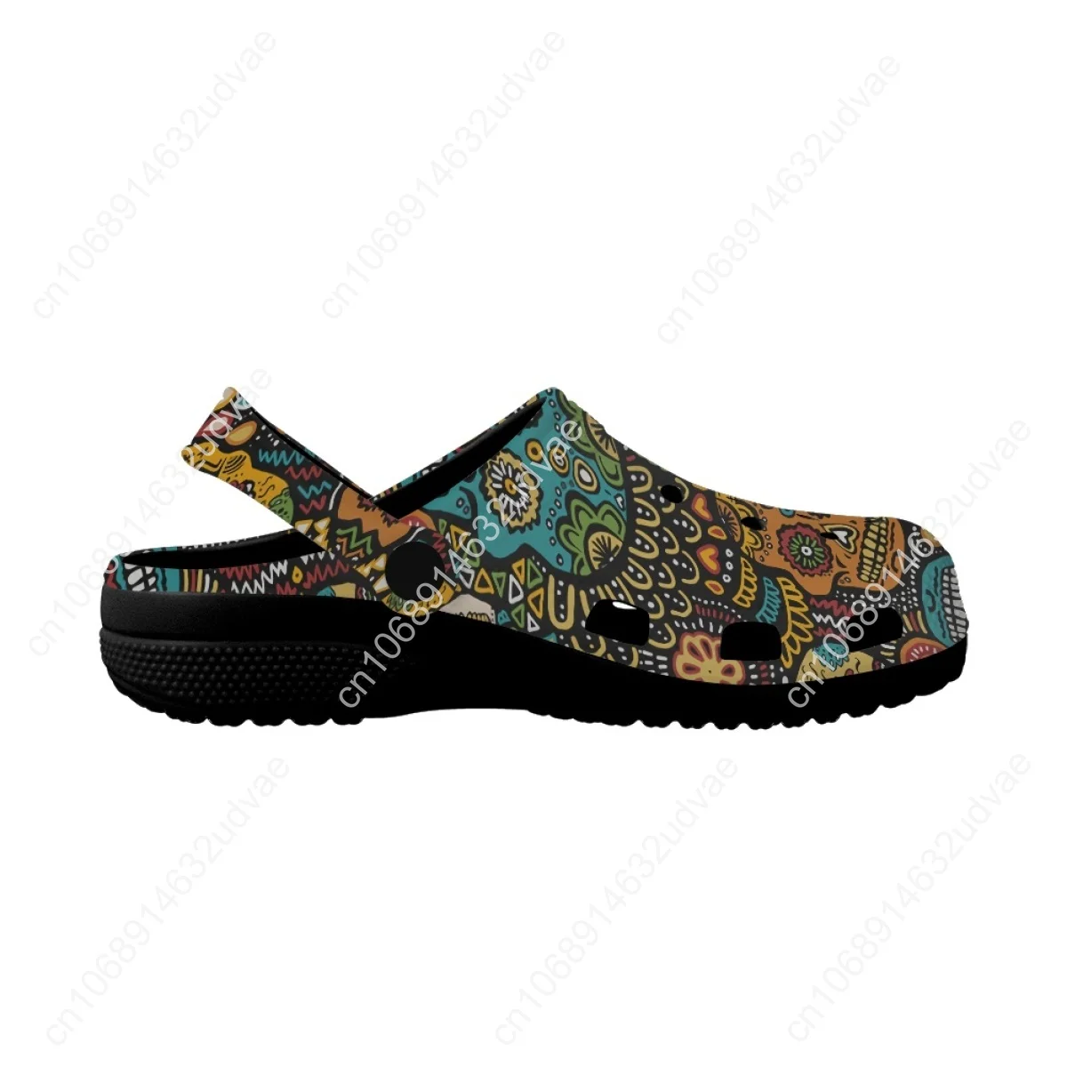 Gothic Skull Pattern Summer Unisex Clogs Lightweight Outdoor Sandals Breathable Anti-slip Bathroom Slippers Couple Slides Woman