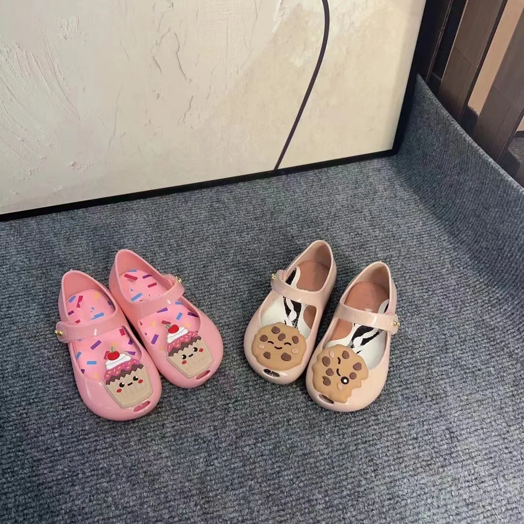 여아용 귀여운 케이크 쿠키 샌들, 물고기 입 비치 슈즈, 부드러운 밑창 용수철 젤리 슈즈, HMI108, 여름 2024 신상