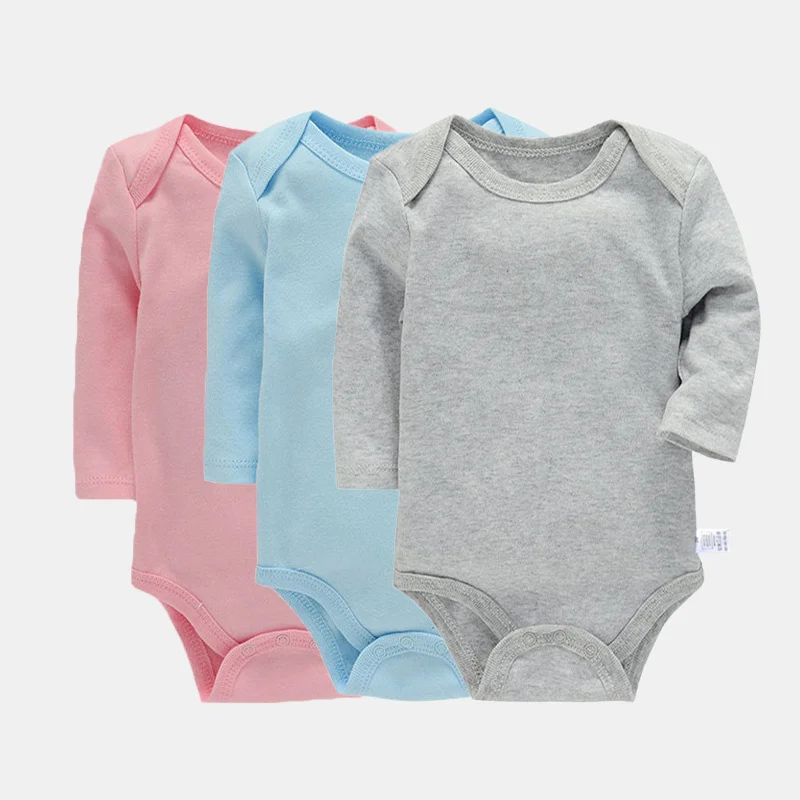 3Pieces/lot Bodysuit For Newborns Cotton Long Sleeve Infant Baby Girls Boys Jumpsuit Soft Solid Baby's Rompers 3-24Month