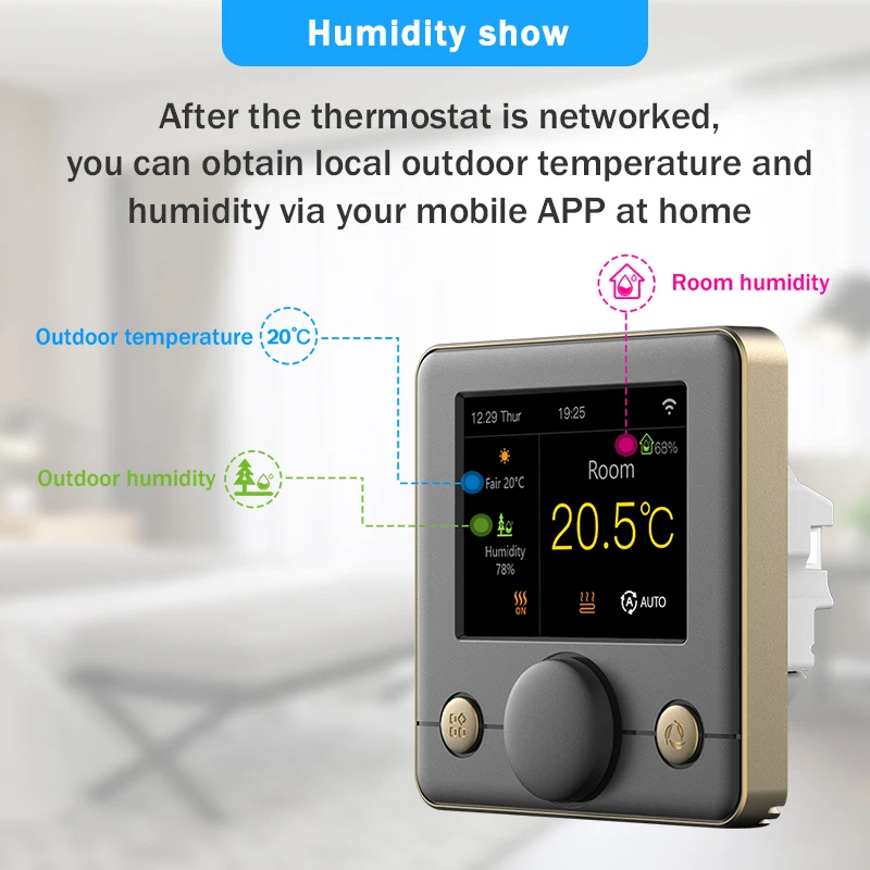 WiFi-Enabled Smart Thermostat for Underfloor Heating - Programmable Digital Temperature Controller with Voice Assistant Integration