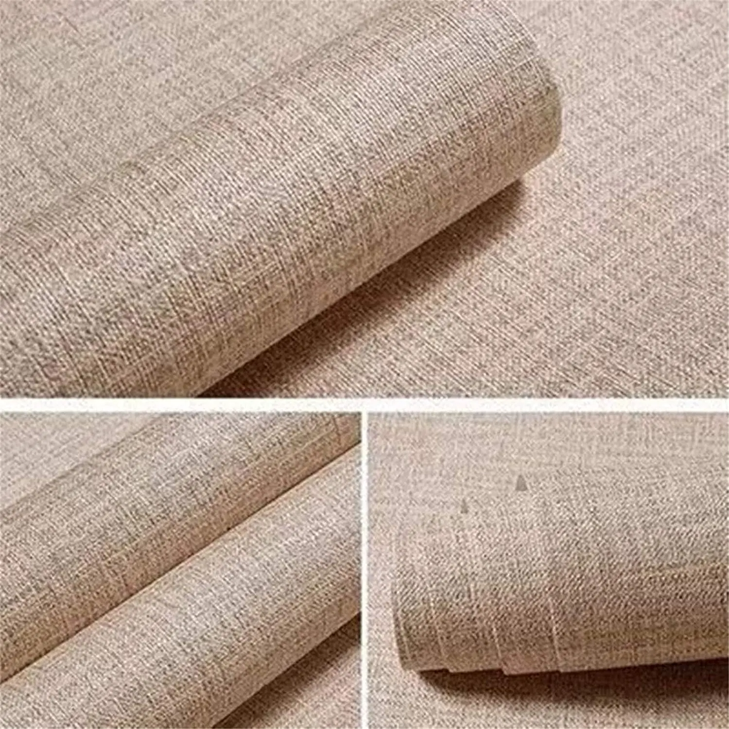 Peel and Stick Faux Linen Textured Wallpaper Khaki Self-Adhesive Waterproof Sticker for Decorative Kitchen Shelf Drawer Liner wood grain decorable films vinyl wallpaper for kitchen countertop door cabinet shelf pvc self adhesive waterproof contact paper