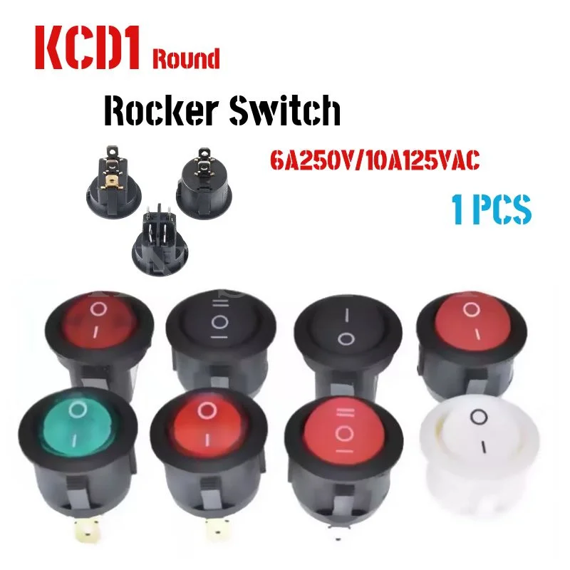 1 Uds Kcd1 Ronda 3 Pin Con Luz Spst 3 Posicion En/De 2 Posicion Barco Basculante Interruptor 6A 220V 10A 125V Basculante Redonda