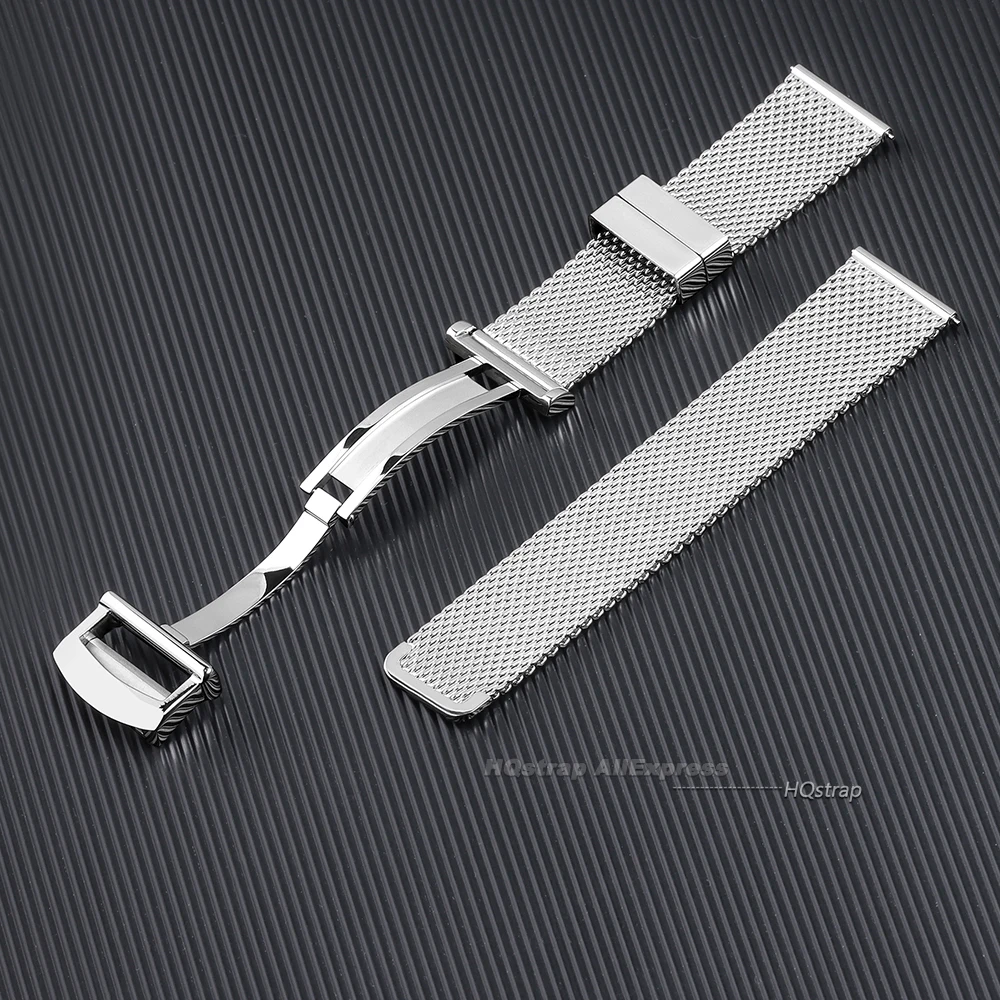 Elegant Milanese Mesh Watch Strap with Folding Buckle