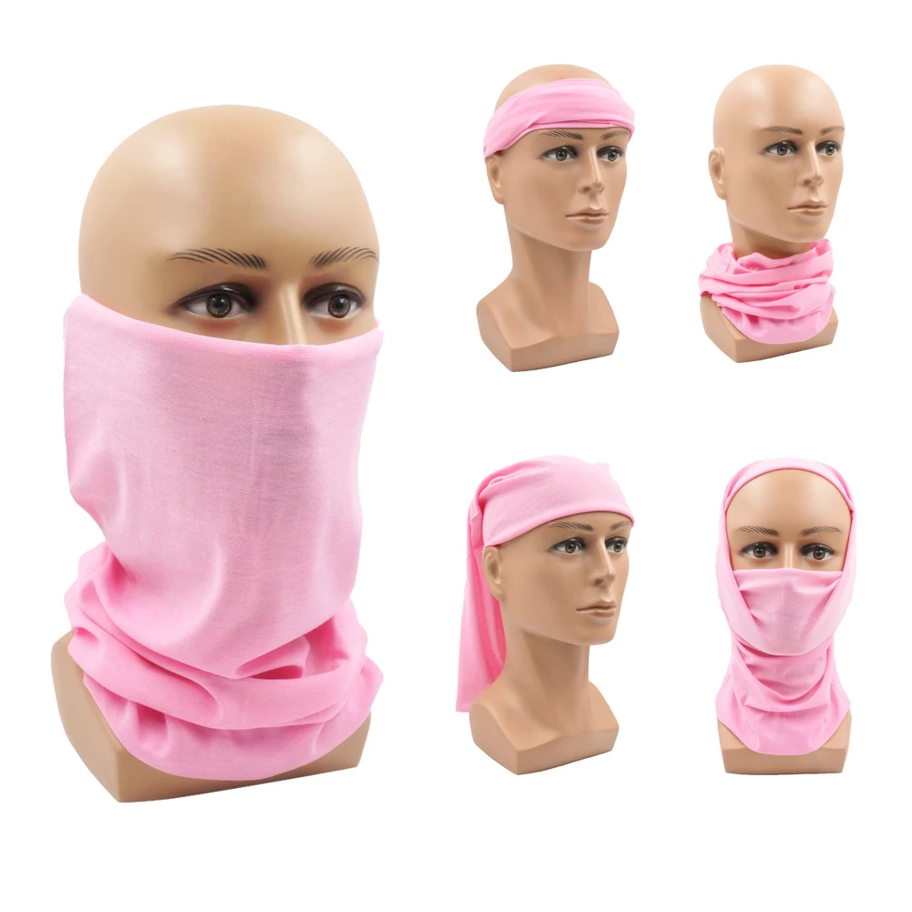 Light Pink Hiking Breathable Bandana Headband Neck Gaiter Cycling Headwrap Outdoor Face Mask Tube Cover Scarf Balaclava hiking scarf ice silk tube bandana men women running cycling outdoor sports face mask training balaclava fishing masks scarf