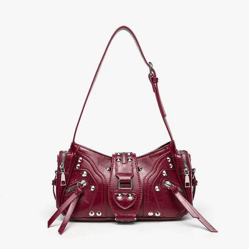 NEW Bags Women Luxury Designer leopard print Handbags Purses 2025 New PU Vintage Oil Wax Leather Rivet Small Underarm Shoulder