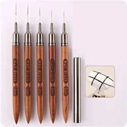 5-Piece Round Wood Handle Art Liner Brush Set for DIY Painting and Drawing (Burgundy)