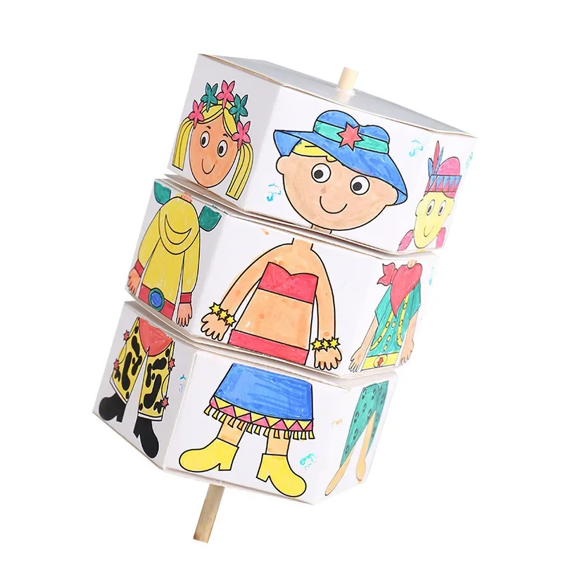 Rotating DIY Dress-Up Watercolor Painting Handmade Coloring Drawing Toy for Children Educational Toys with Watercolor Pen