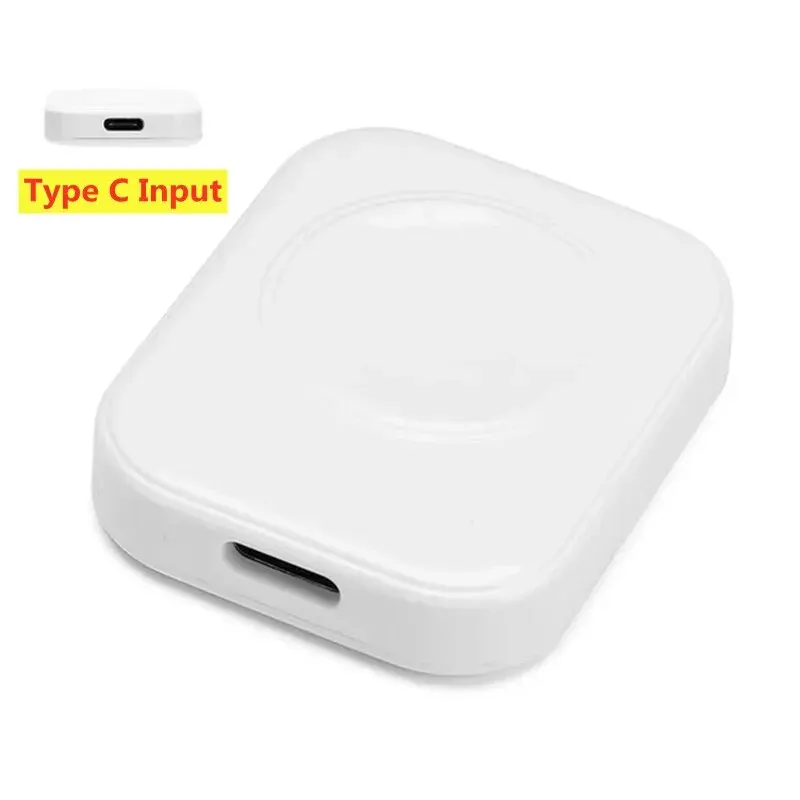 Portable Magnetic Wireless Charger for Apple Watch - Dual Interface, Type C & 8-Pin Compatibility