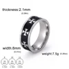 EUEAVAN Stainless Steel Jesus Cross Men Ring Black 8MM Wide Punk Hip-hop  Finger Rings Religious Christian Prayer Amulet Jewelry 6