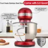 6 Speed Dough Mixer Metal Lid with Stainless Steel Bowl, Tilt-head Kitchen Mixer with Wire Whisk, Dough Hook, Flat Beater 5