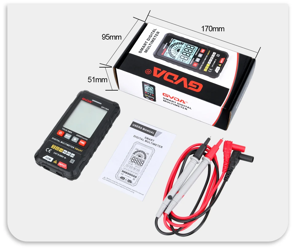 GVDA Digitales Multimeter Strommessgerät True RMS NCV AC Voltmeter Auto-Range DMM Multitester Smart Multimeter Spannungsprüfer – Detail 14