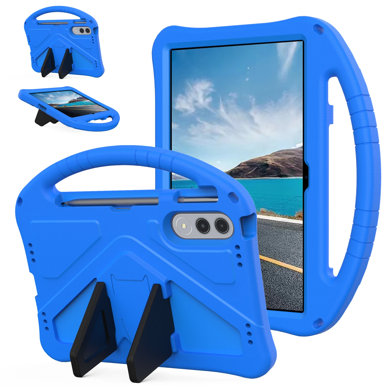 Kids Cartoon EVA Tablet Case with Anti-Slip Grip and Built-in Kickstand