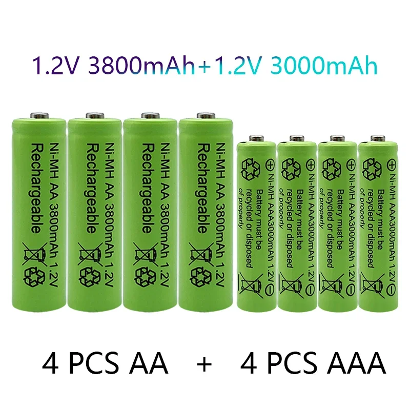 

1.2V AA 3800mAh NI-MH Rechargeable Batteries+AAA battery 3000 mAh Rechageable battery NI-MH 1.2 V AAA battery