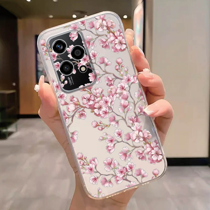 Floral Fashion Clear Silicone Phone Cover - Cute Cat Couple Design
