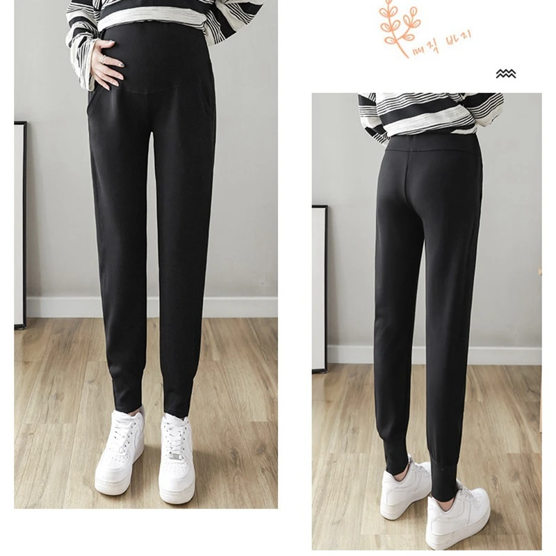 2024 Winter Oversize Thicken Pants for Pregnant Women Adjustable Pregnancy Ladies Warm Plush Trousers Loose Maternity Clothings 2