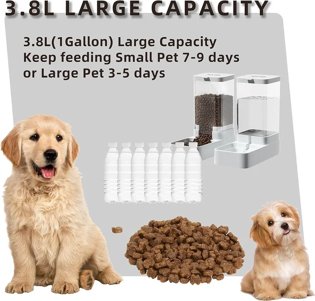 Dog Feeder Cat Water Dispenser Automatic Cat Feeder and Cat Water Dispenser Gravity Cat Feeder Food Storage Dispenser Container 4