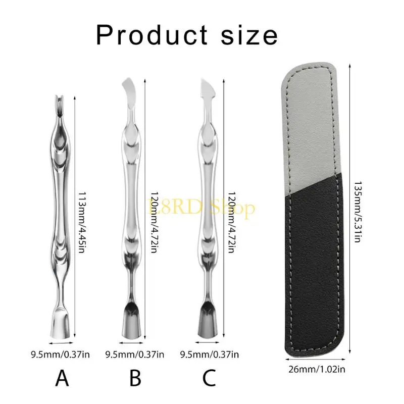 L8RD Cuticle Pusher Stainless Steel Cuticle Cutter Nails Tool for Manicures Pedicures