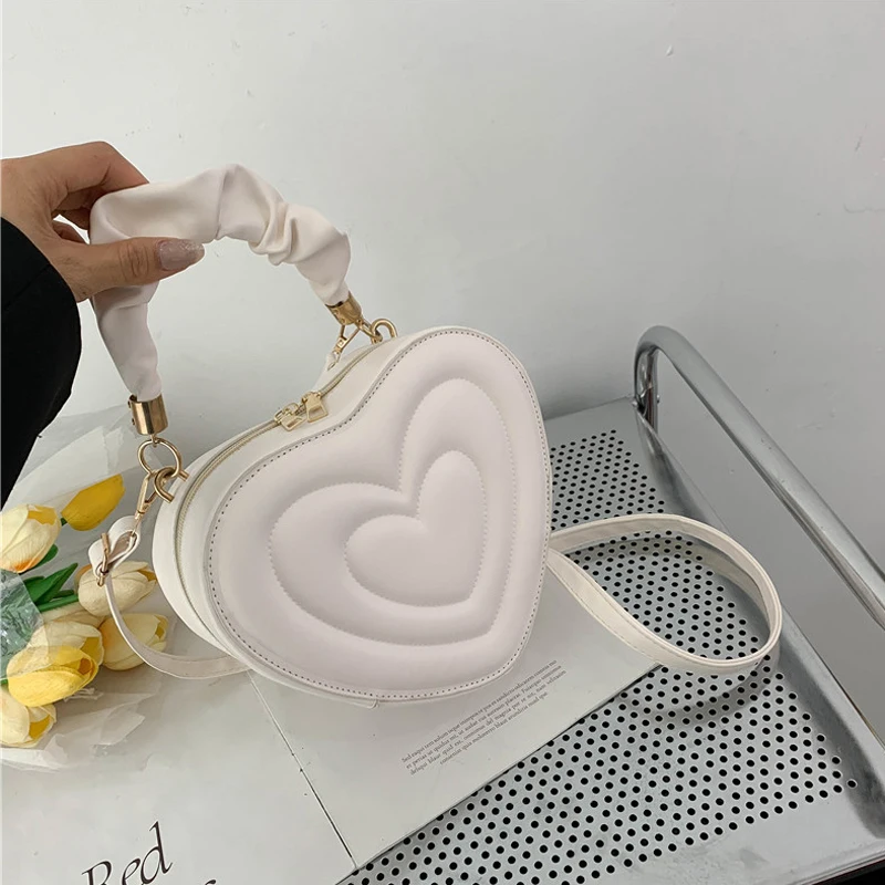 Bolso de hombro con forma de corazón de amor para mujer, bolsos cruzados de diseñador, bolso con asa superior de cuero Pu sólido, moda