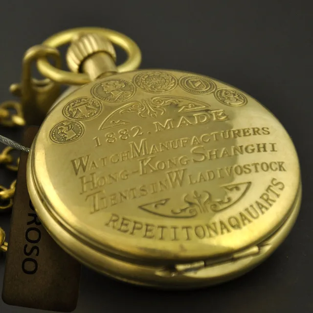 Vintage Antique Mechanical Pocket Watch 1882s Pure Copper Fob Chain Pendant Watch Luxury Collectible Gifts