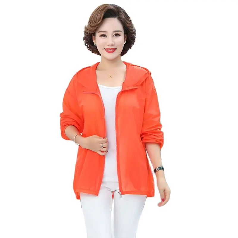 

Sunscreen Womens Large Size Long Sleeve Breathable Thin Coat 2023 New Loose Top Middle-aged Womens Summer Sun-Protective Clothin