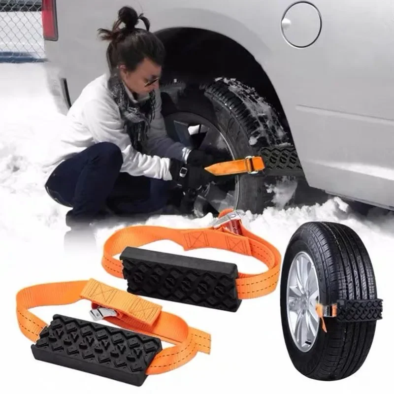 1/2/4PCS Durable PU Winter Car Tire Snow Anti-Skid Chains Car Tire Traction Blocks Emergency Snow Mud Sand Chain Straps