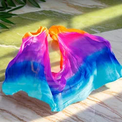 250*114cm Stage Performance Belly Dance Scarf Shawl Light Texture 100% Real Veils Rave Professional Women Belly Dance Silk Veil