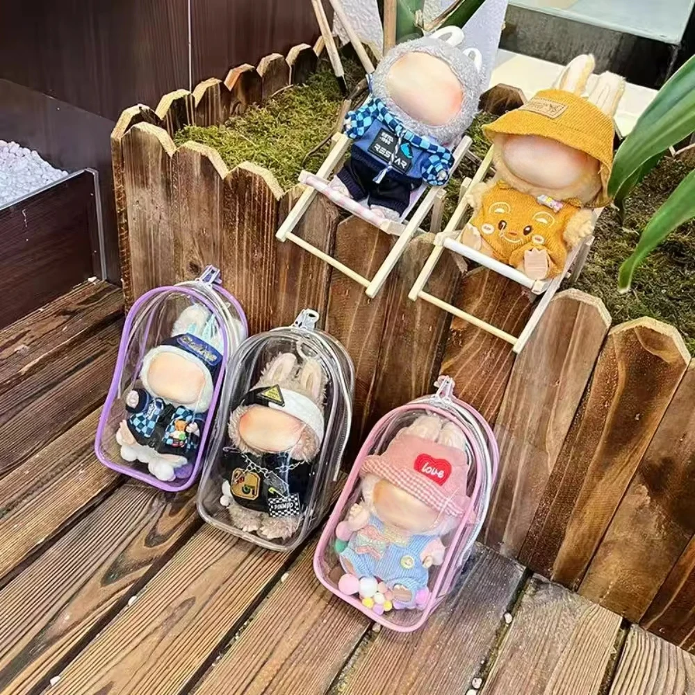 Colorful Pvc Transparent Out Bag Protector Case Organizer Box Keychain Doll Accessories for 17cm Dolls Outdoor Display Bag