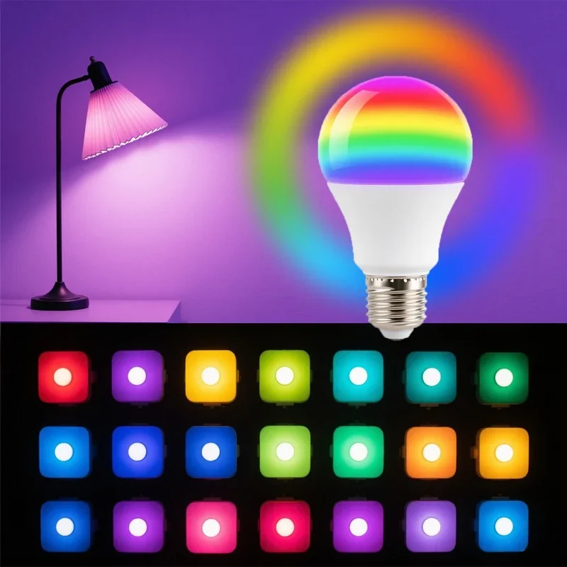 RGBW LED Bulb 16 Colors Multicolor E27 Base 220V Household Lighting Dimmable 24 Key Remote Control Atmosphere Neon