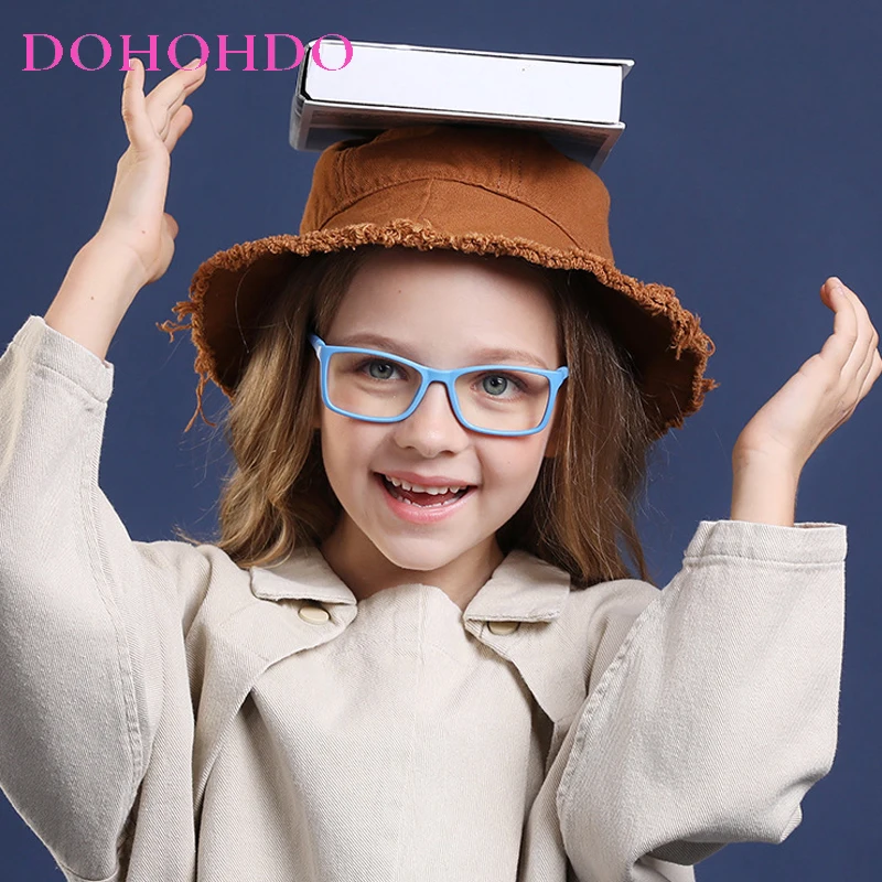 DOHOHDO 어린이 블루 라이트 방지 안경, 실리콘 아이패드 태블릿, 핸드폰 게임용 컴퓨터, 졸업 안경 없음