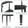 Mid Century Dining Chairs Armless with Backrest Modern Kitchen Chairs Metal Legs Fabric Leather Seat Set of , Black 4