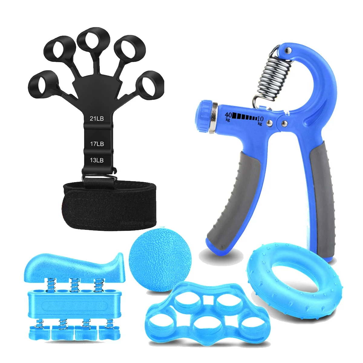 

6 в 1 ручной захват Strengthener Fitness тренажер для рук Grip-синий