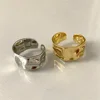 1/3 PCS Double Row Stackable Open Resizable Wave Stainless Steels Ring Gold Silver Color Minimalist Irregular Rings Jewellery 5