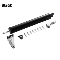 Soft Closing Automatic Pneumatic Door Closer with Adjustable Speed and Positioning - Protective Door Holder Hardware (4 Colors, 35KG Capacity) (Black)