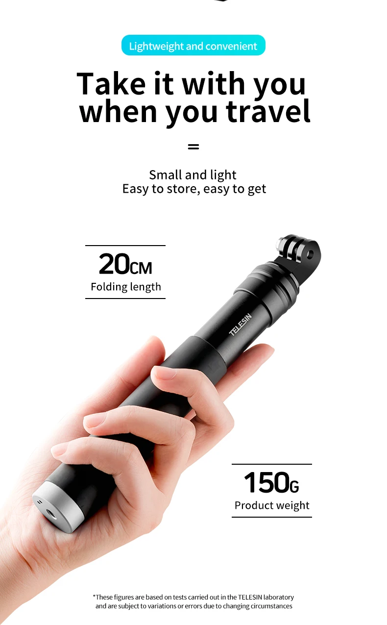 For GoPro Selfie Stick 360° Rotation Foldable Tripod Phone Holder Aluminum Alloy