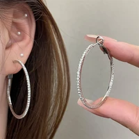 Exquisite Full Rhinestone Hoop Earrings for Women Fashion Simple Circle Round Earring Wedding Party Jewelry Accessories Gifts - Image 2