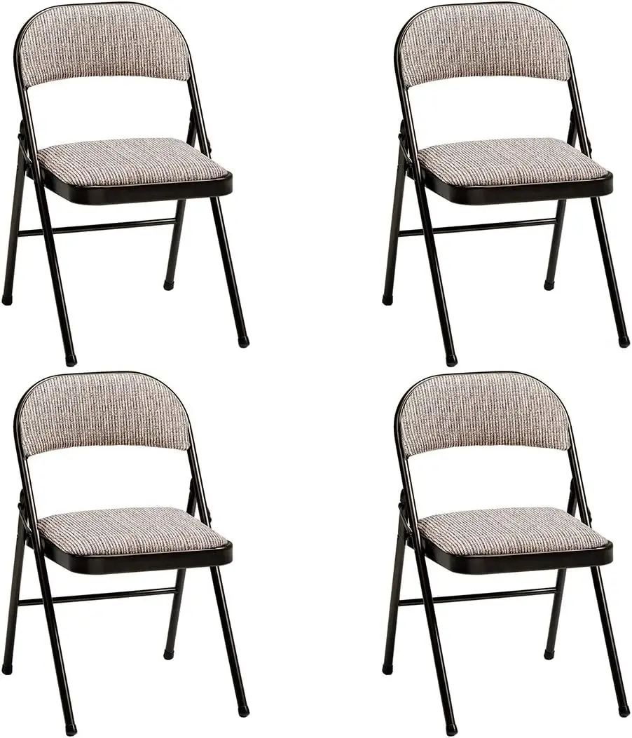 4 Pack Padded Folding Chairs, Cushioned Motif Fabric Foldable Chair, Cinnabar