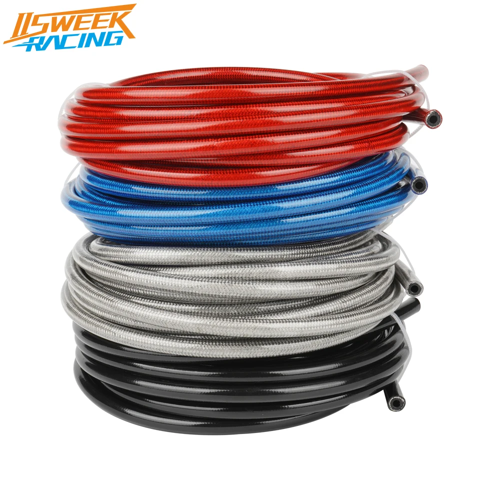 5m16ftStainlessSteelBraidedMotorcycleHydraulicBrakeLineNylon